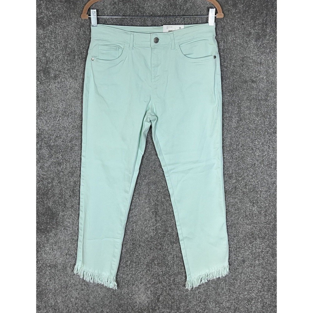 Falls Creek Girlfriend Cropped Jeans Girls Size XL 14-16 Stretch‎ Pastel Green
